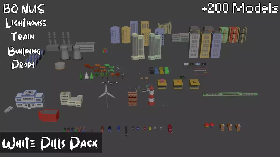 City Lowpoly Pack WhitePillsPack 3D model