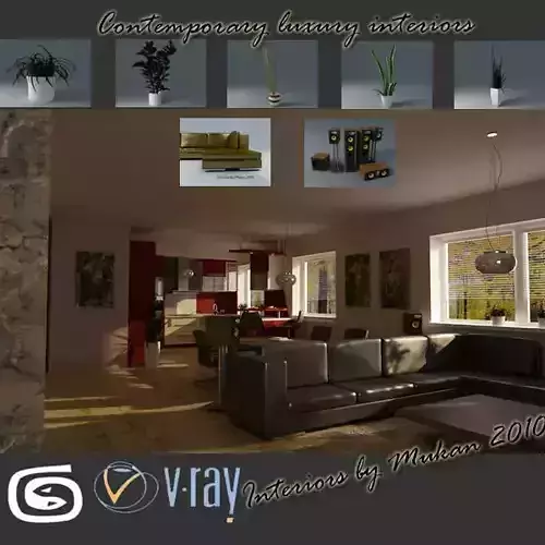 Living Room Scene Photorealistic 03