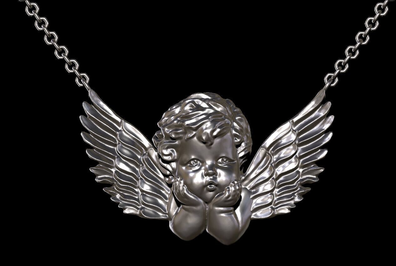 Angel Pendant - 3D Printable STL - Hollow and Solid Versions 3D print model_5