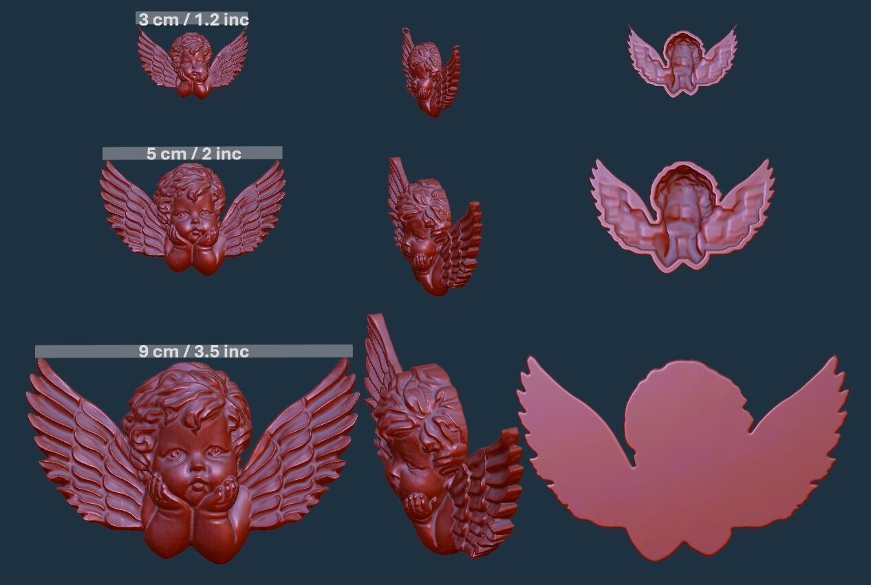 Angel Pendant - 3D Printable STL - Hollow and Solid Versions 3D print model_9