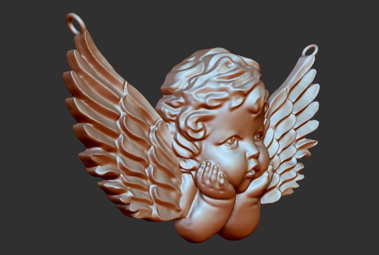 Angel Pendant - 3D Printable STL - Hollow and Solid Versions 3D print model_2