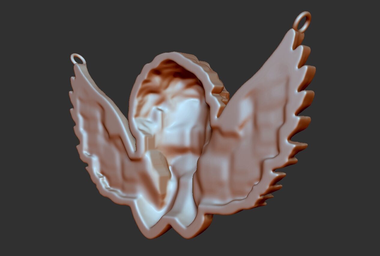 Angel Pendant - 3D Printable STL - Hollow and Solid Versions 3D print model_3