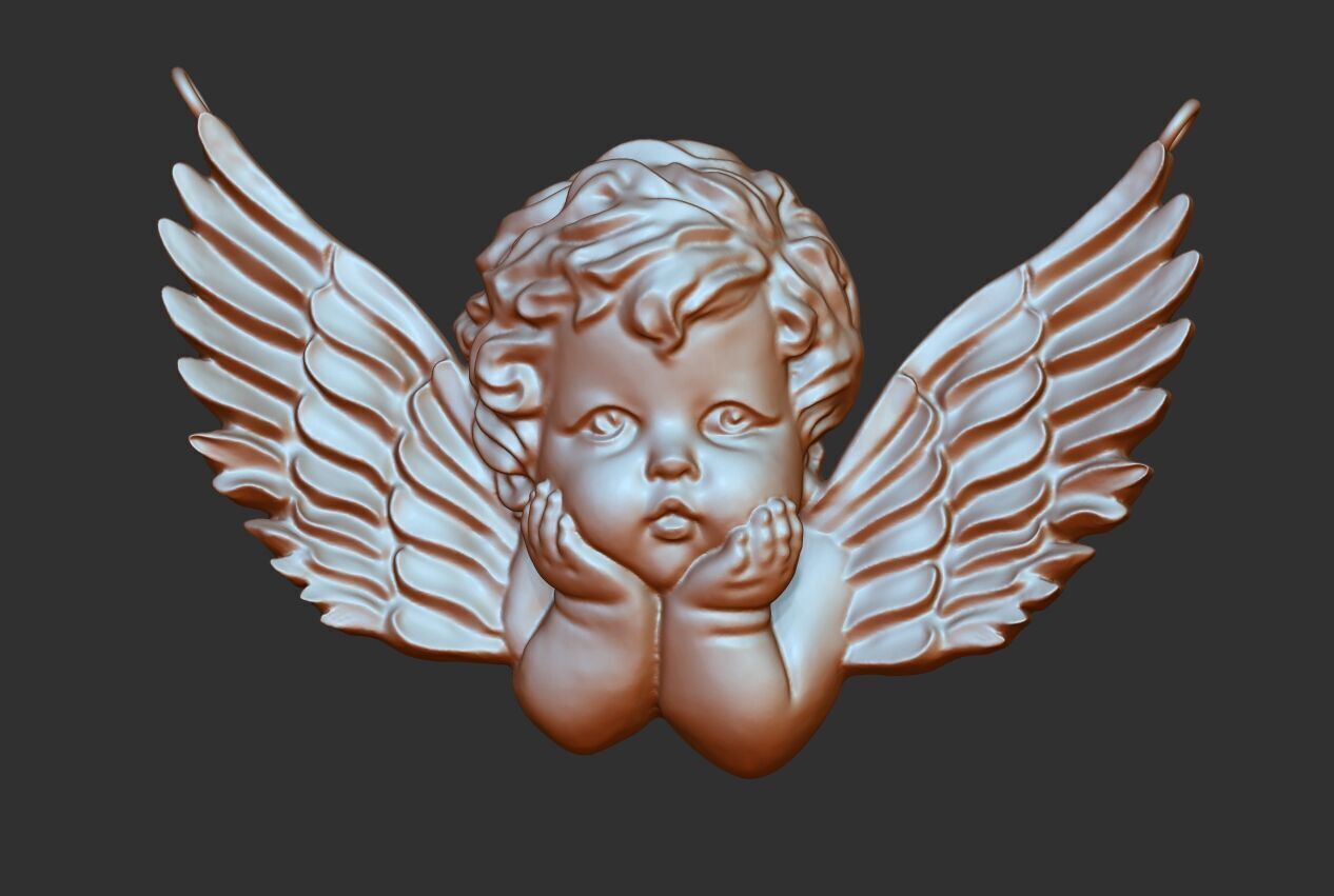 Angel Pendant - 3D Printable STL - Hollow and Solid Versions 3D print model_1