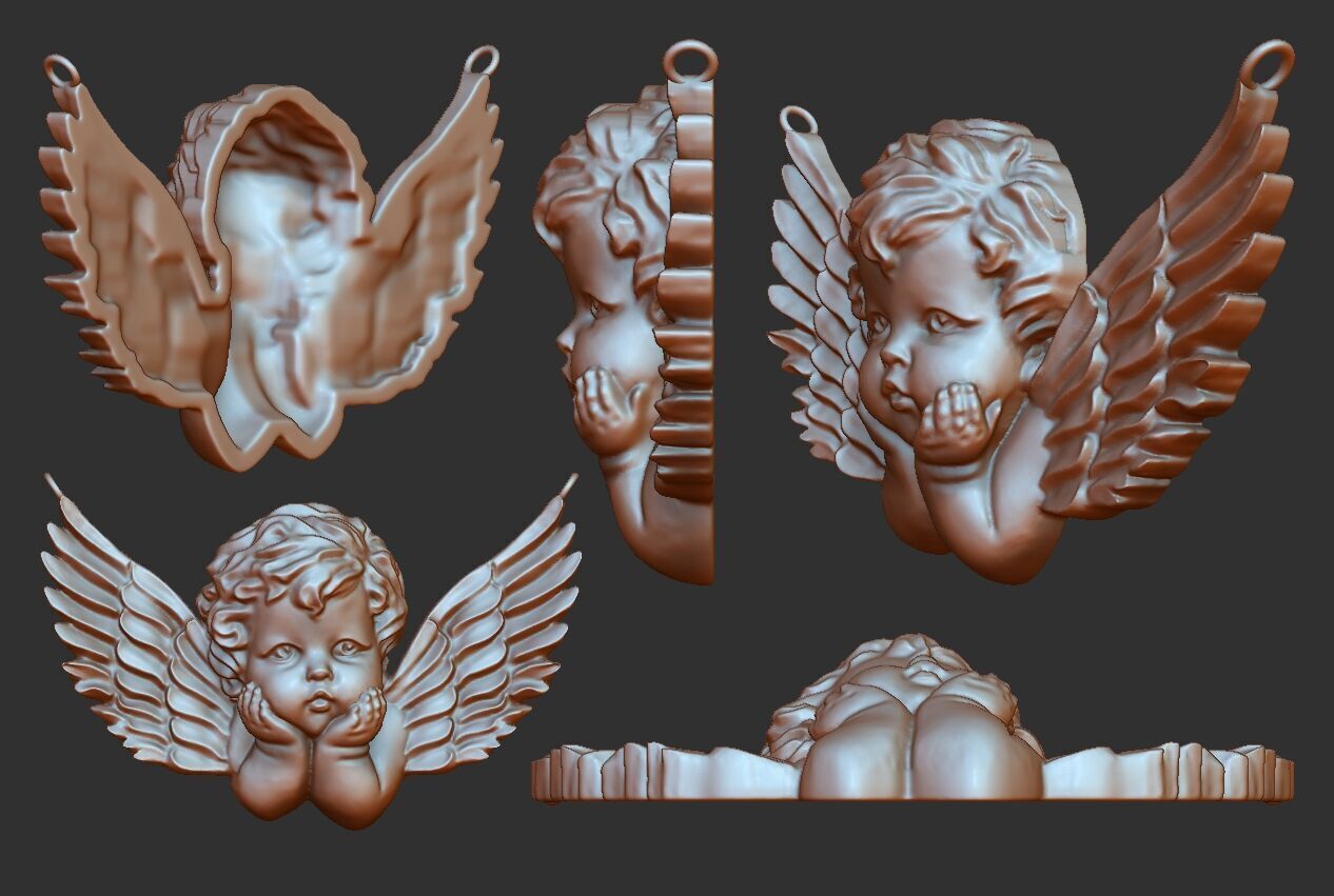 Angel Pendant - 3D Printable STL - Hollow and Solid Versions 3D print model_4