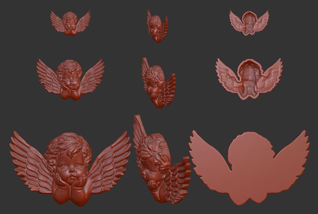 Angel Pendant - 3D Printable STL - Hollow and Solid Versions 3D print model_10