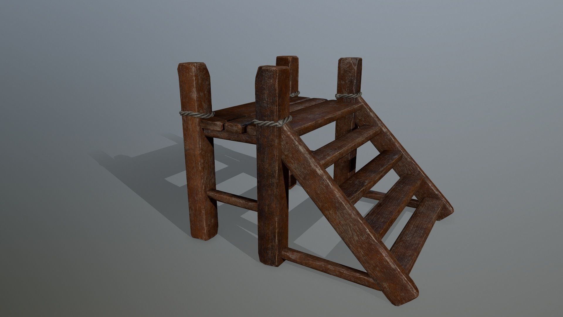 Wood and Rope set Low-poly 3D model_17