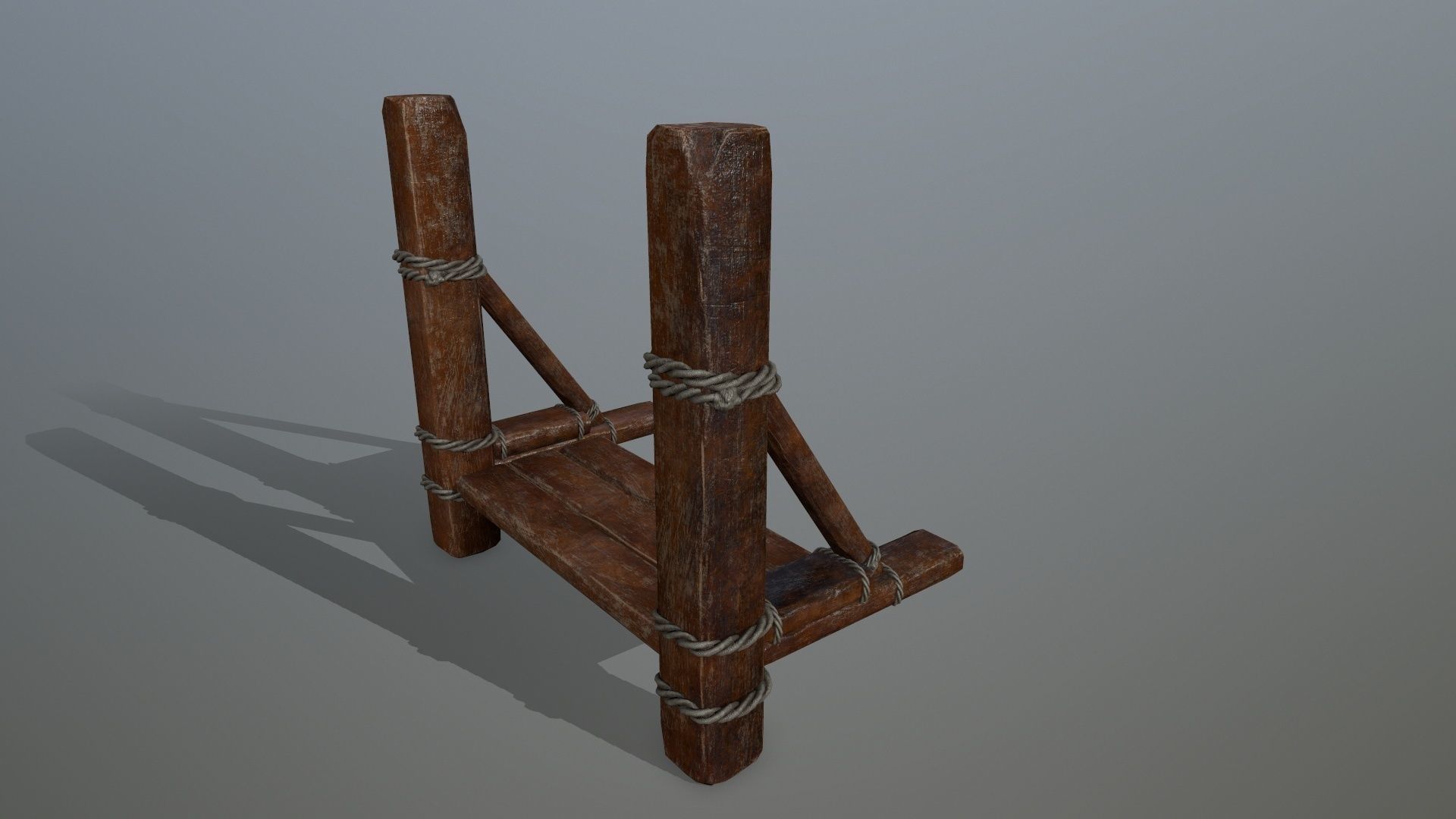 Wood and Rope set Low-poly 3D model_7