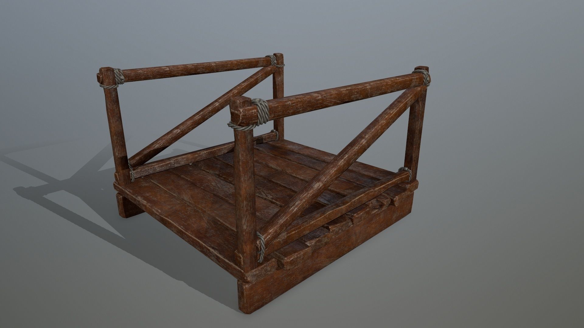 Wood and Rope set Low-poly 3D model_5
