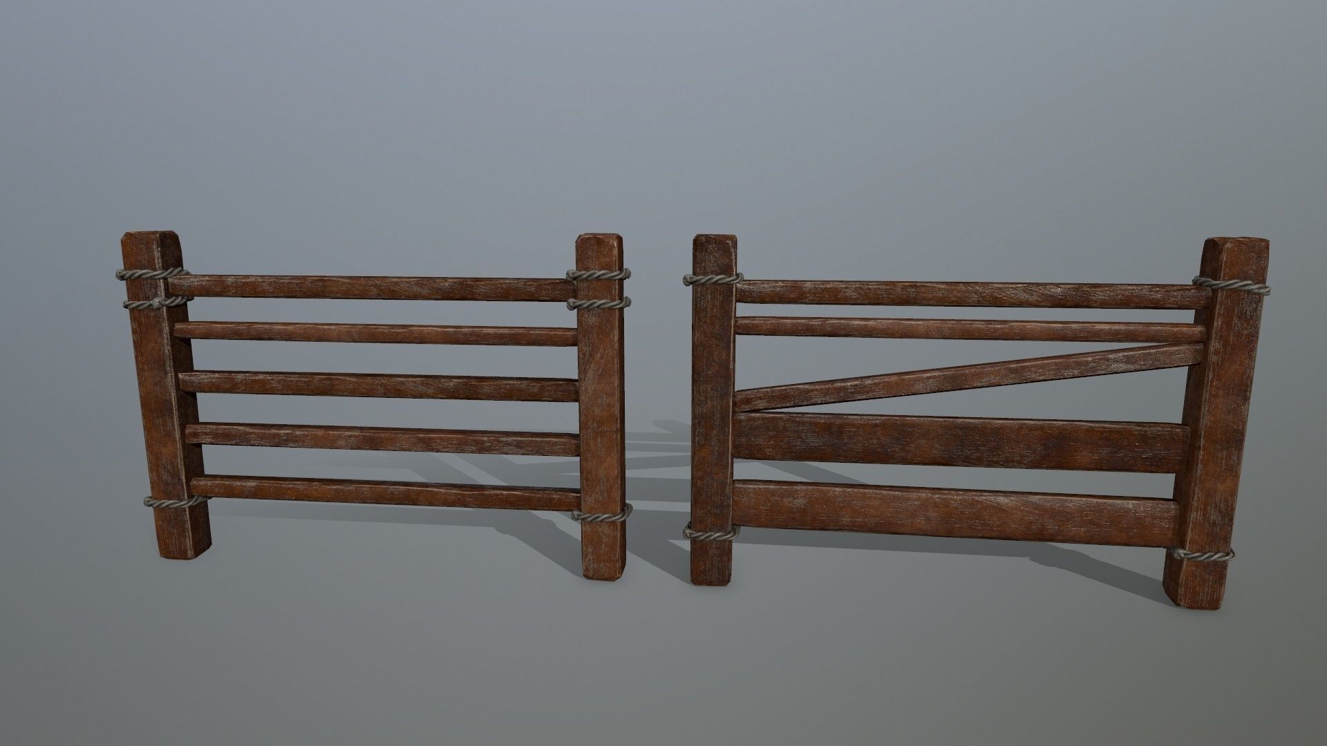 Wood and Rope set Low-poly 3D model_20
