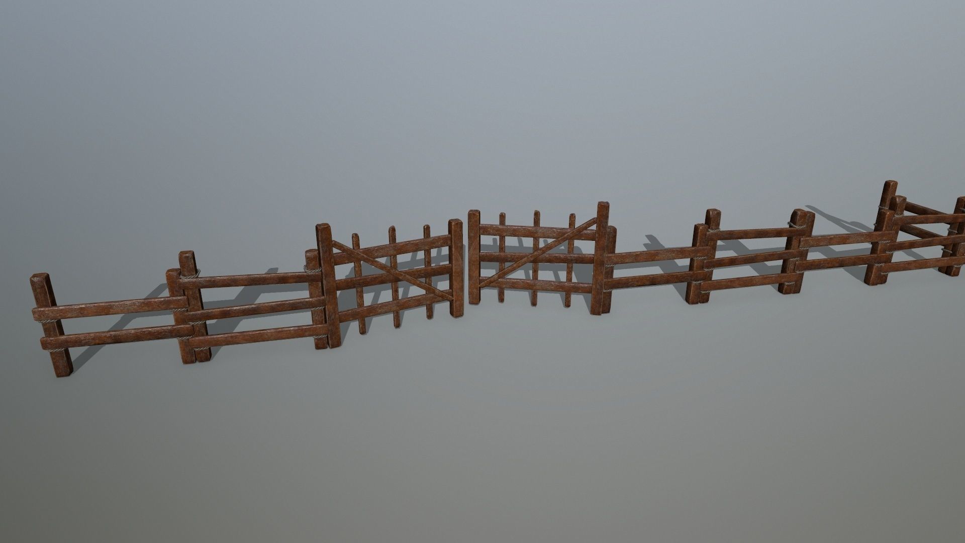 Wood and Rope set Low-poly 3D model_27