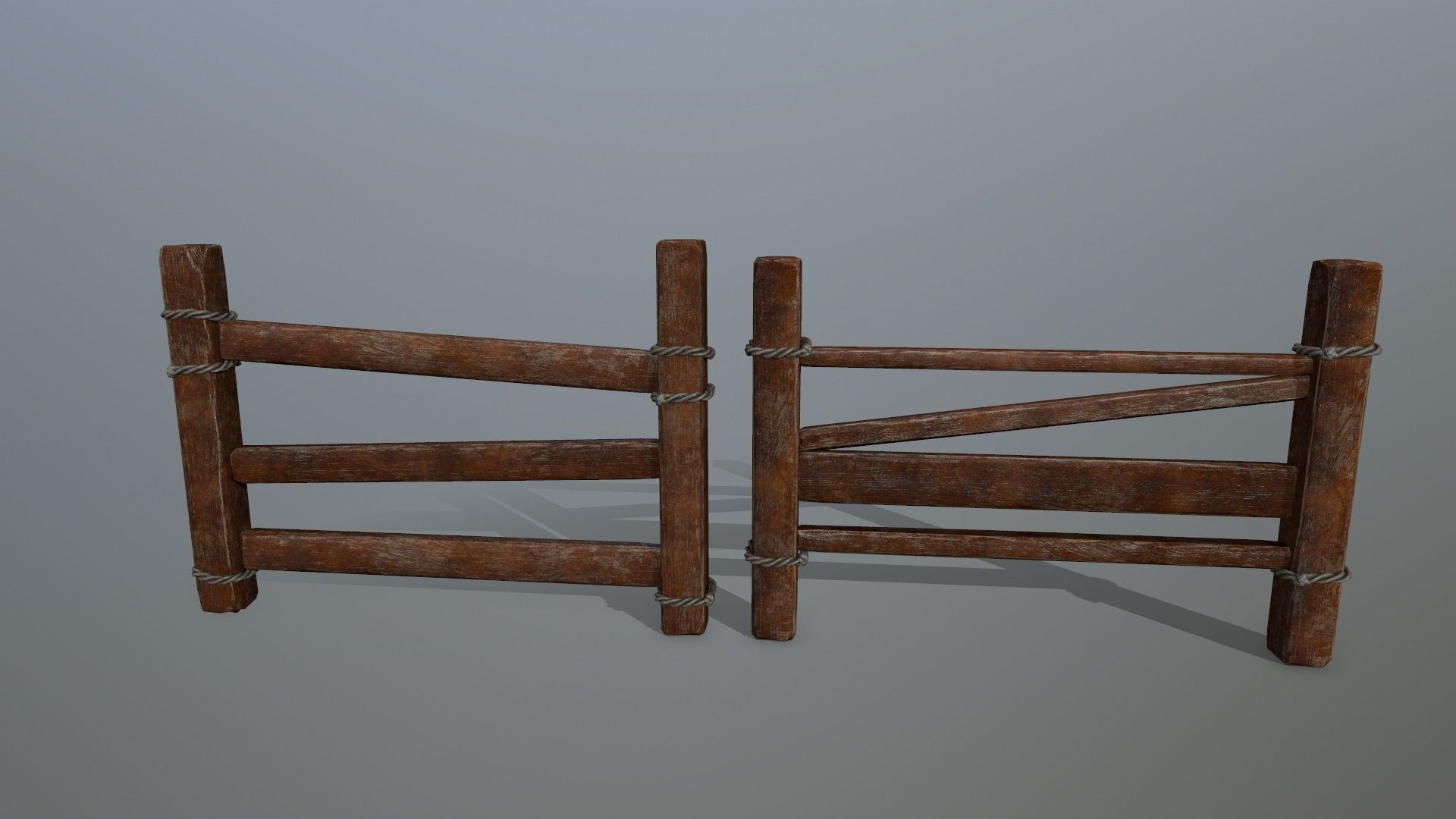 Wood and Rope set Low-poly 3D model_18