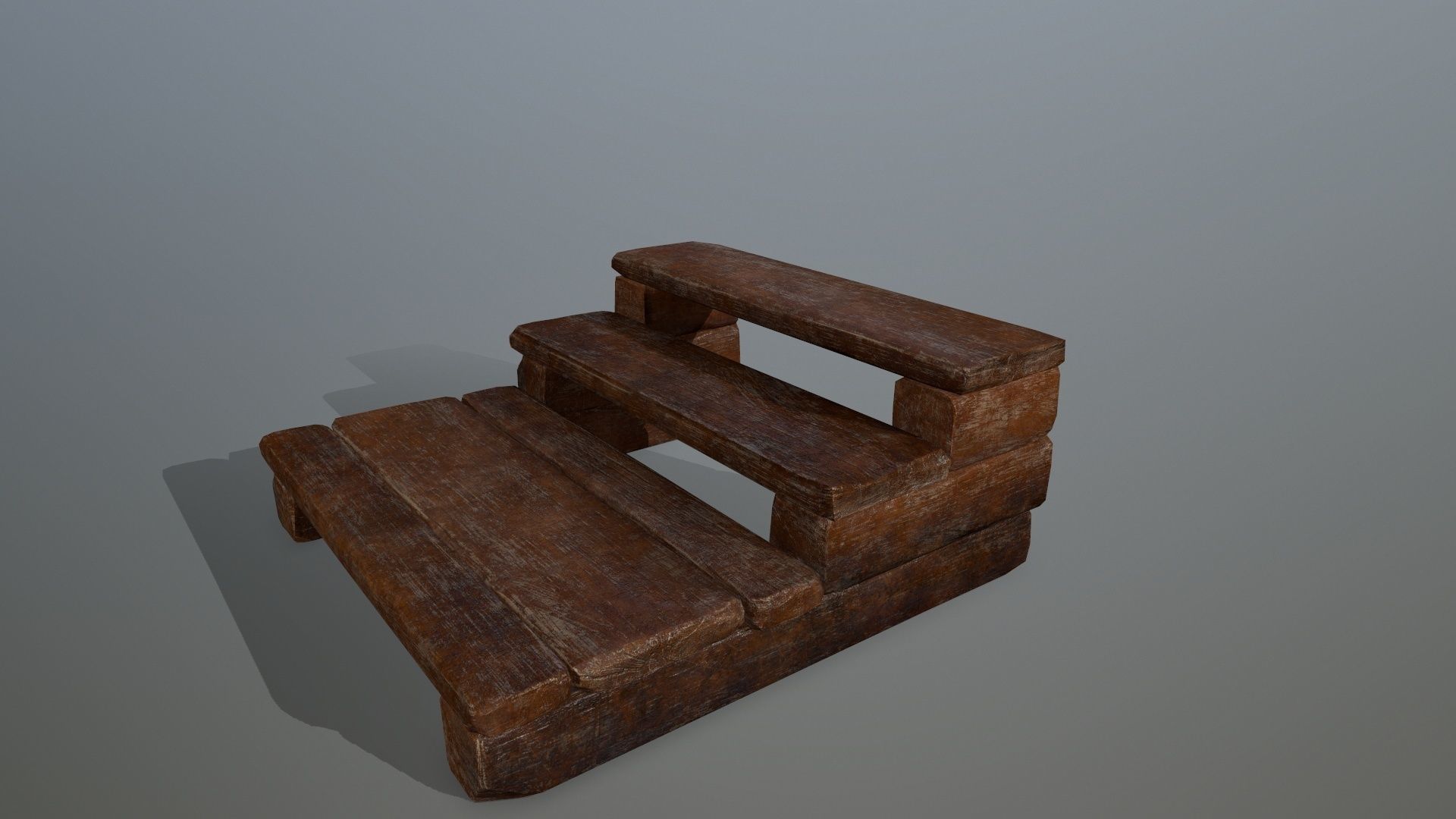 Wood and Rope set Low-poly 3D model_4