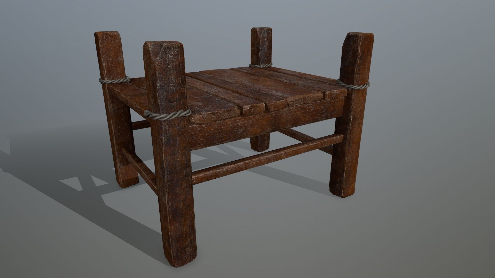 Wood and Rope set Low-poly 3D model_8