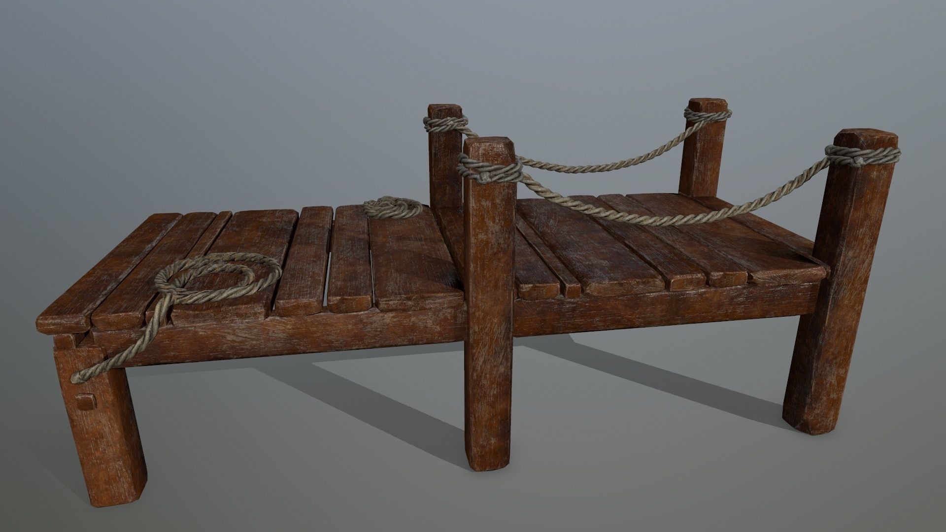 Wood and Rope set Low-poly 3D model_3