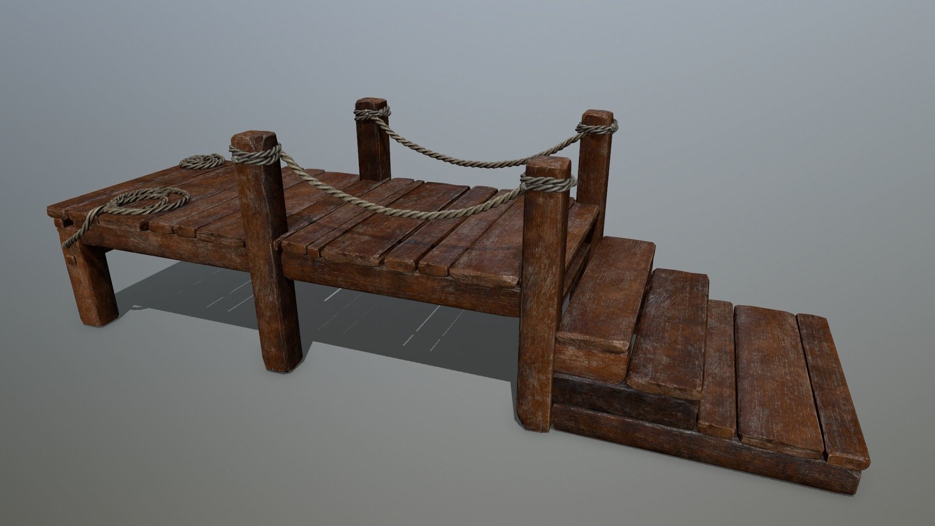 Wood and Rope set Low-poly 3D model_26