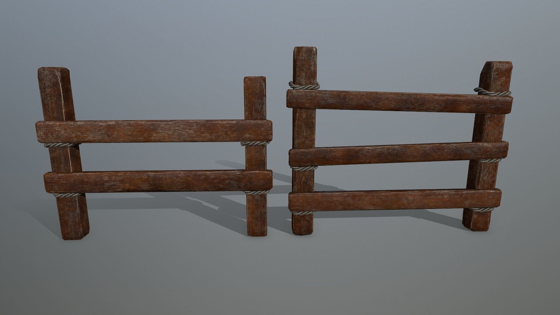 Wood and Rope set Low-poly 3D model_24