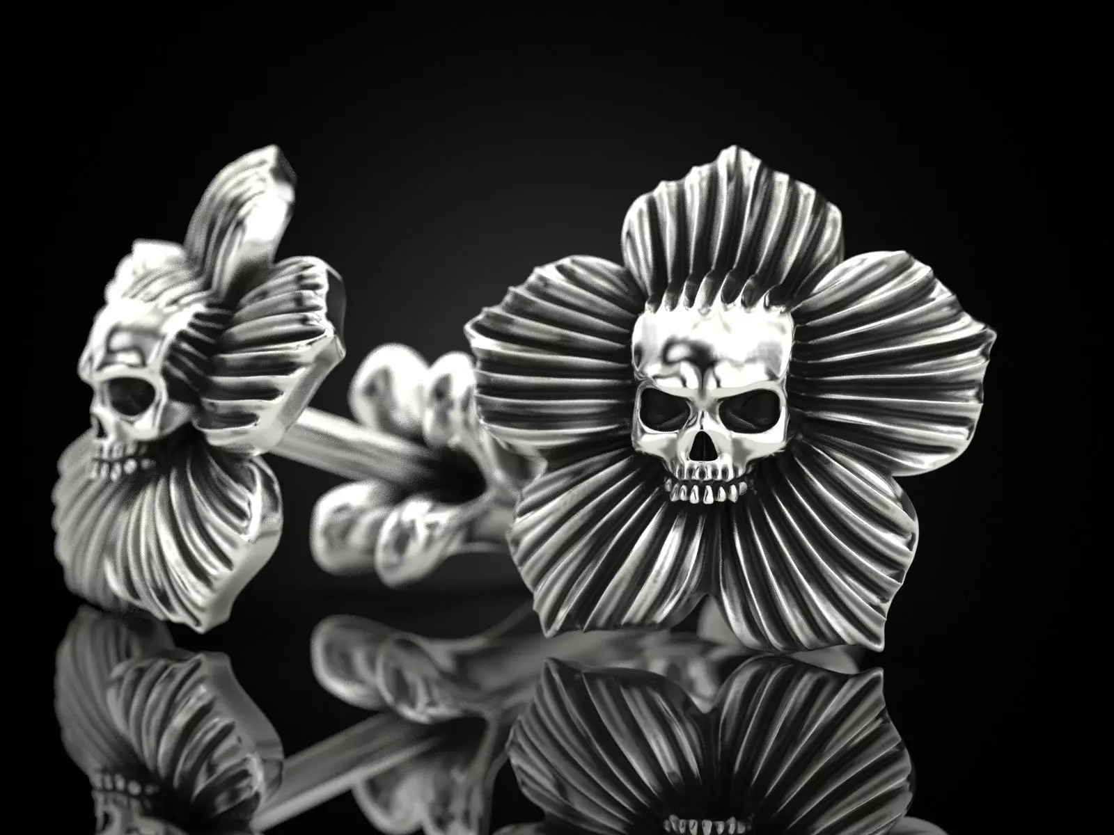 Flower skull earrings Update 3D print model