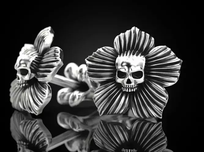 Flower skull earrings Update