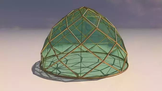 Pointed dome triangulated with glass enclosure