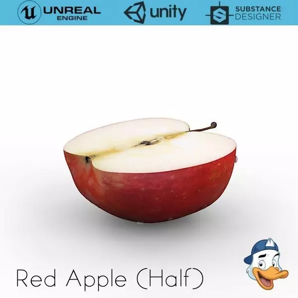 Red Apple Half 3D model_0