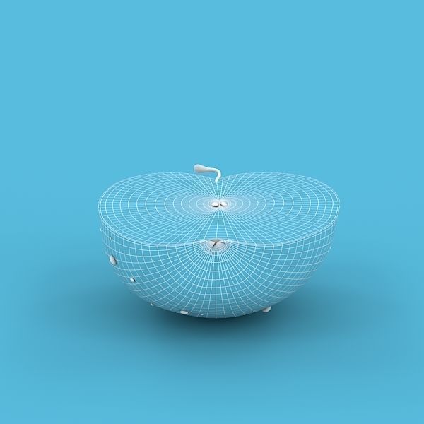 Red Apple Half 3D model_2