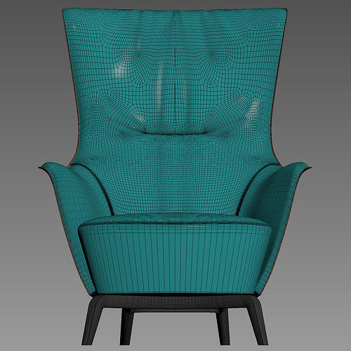 Mamy Blue Armchair and pouf by Roberto Lazzeroni 3D model 2