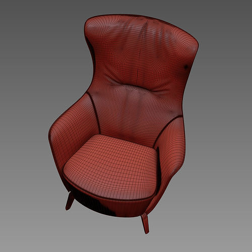 Mamy Blue Armchair and pouf by Roberto Lazzeroni 3D model 5