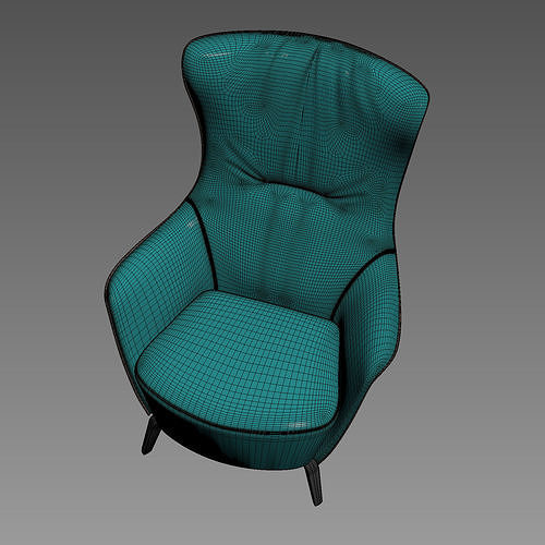 Mamy Blue Armchair and pouf by Roberto Lazzeroni 3D model 4