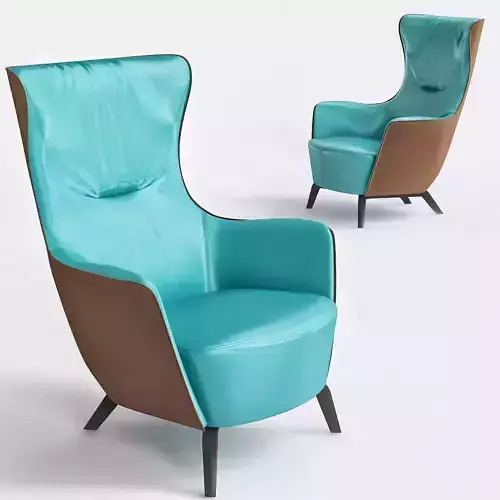 Mamy Blue Armchair and pouf by Roberto Lazzeroni