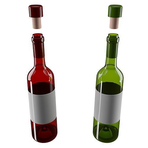 Wine bottles Low-poly 3D model