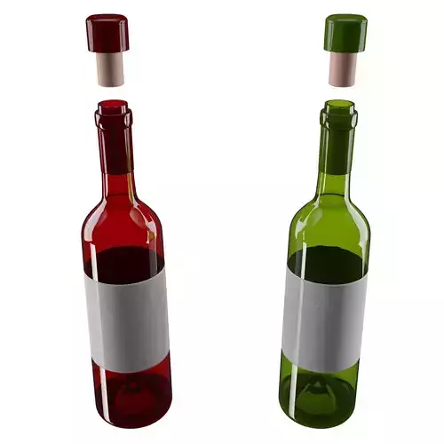 Wine bottles Low-poly 3D model