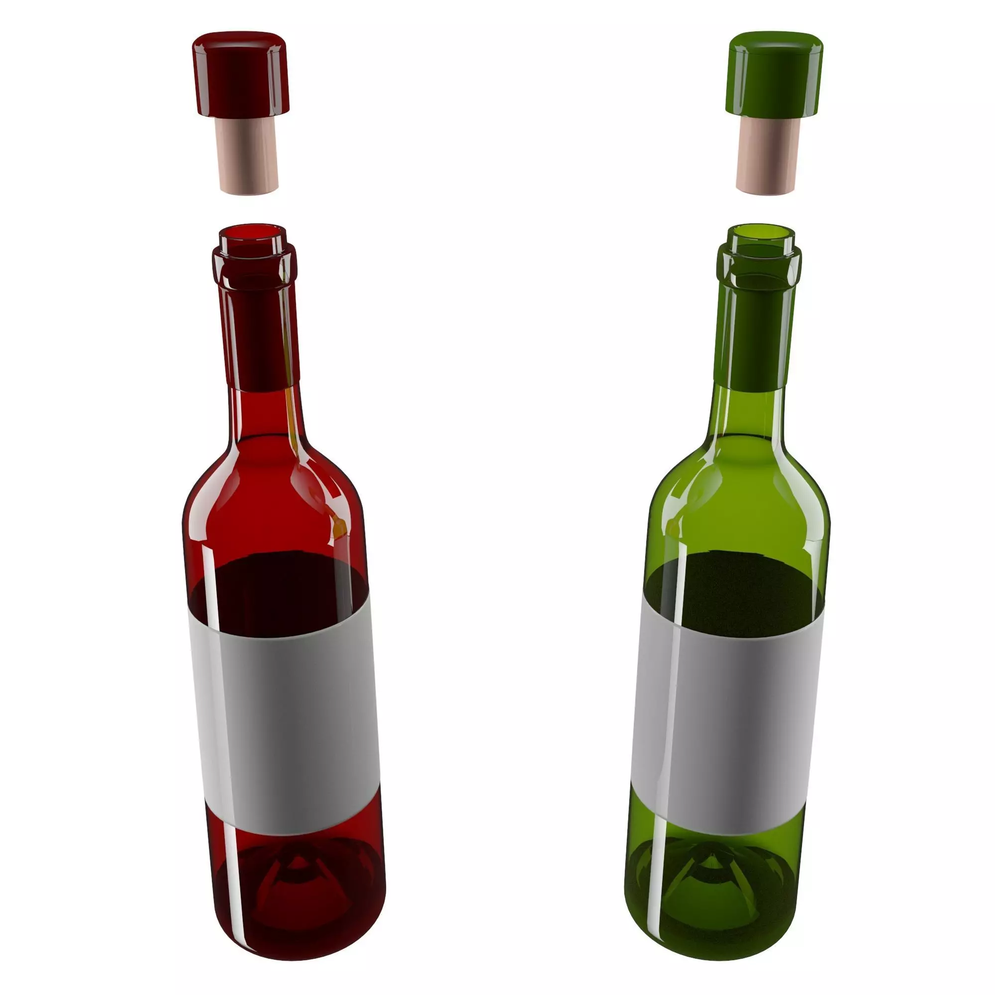 Wine bottles Low-poly 3D model_0