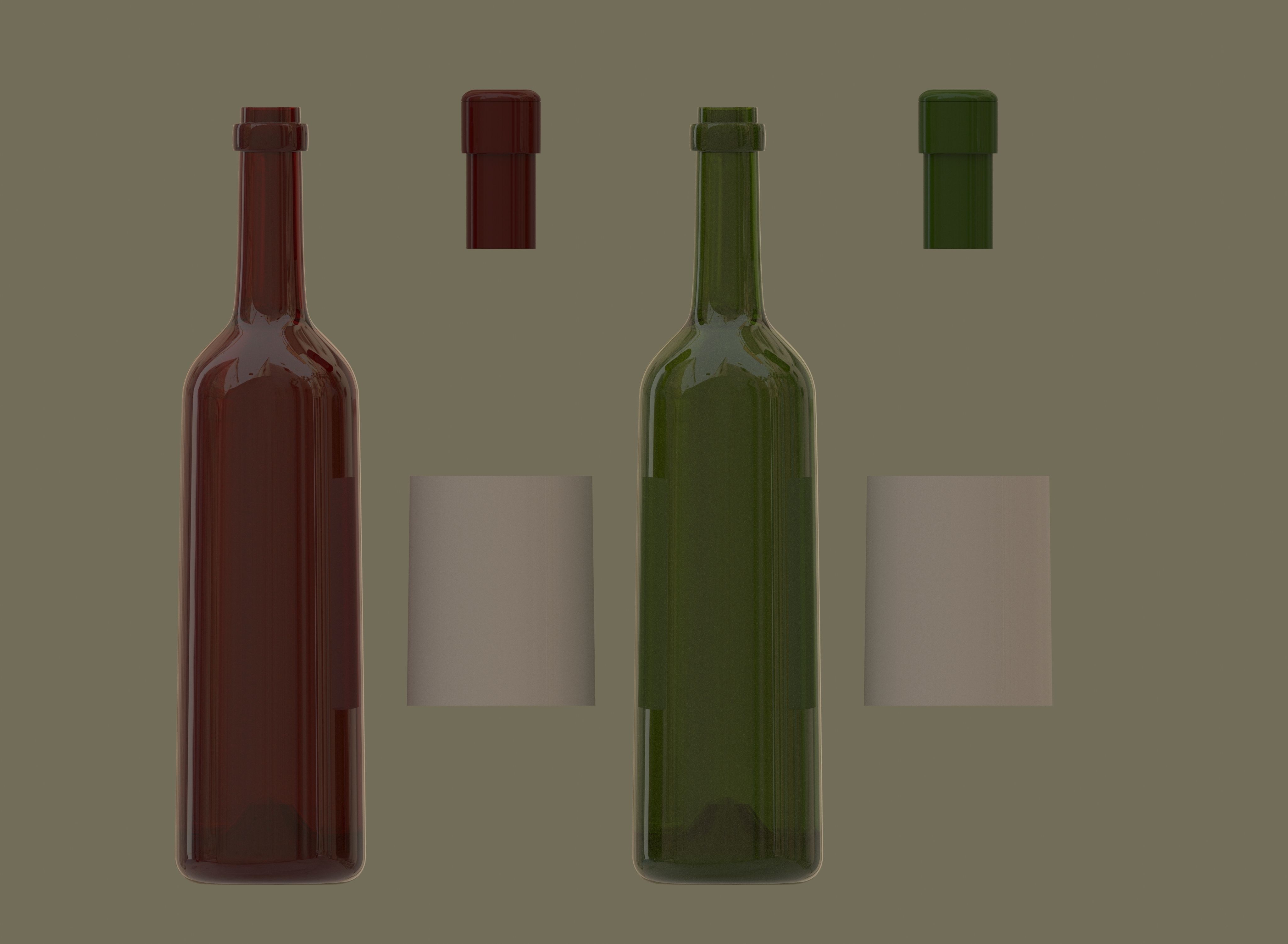 Wine bottles Low-poly 3D model_4