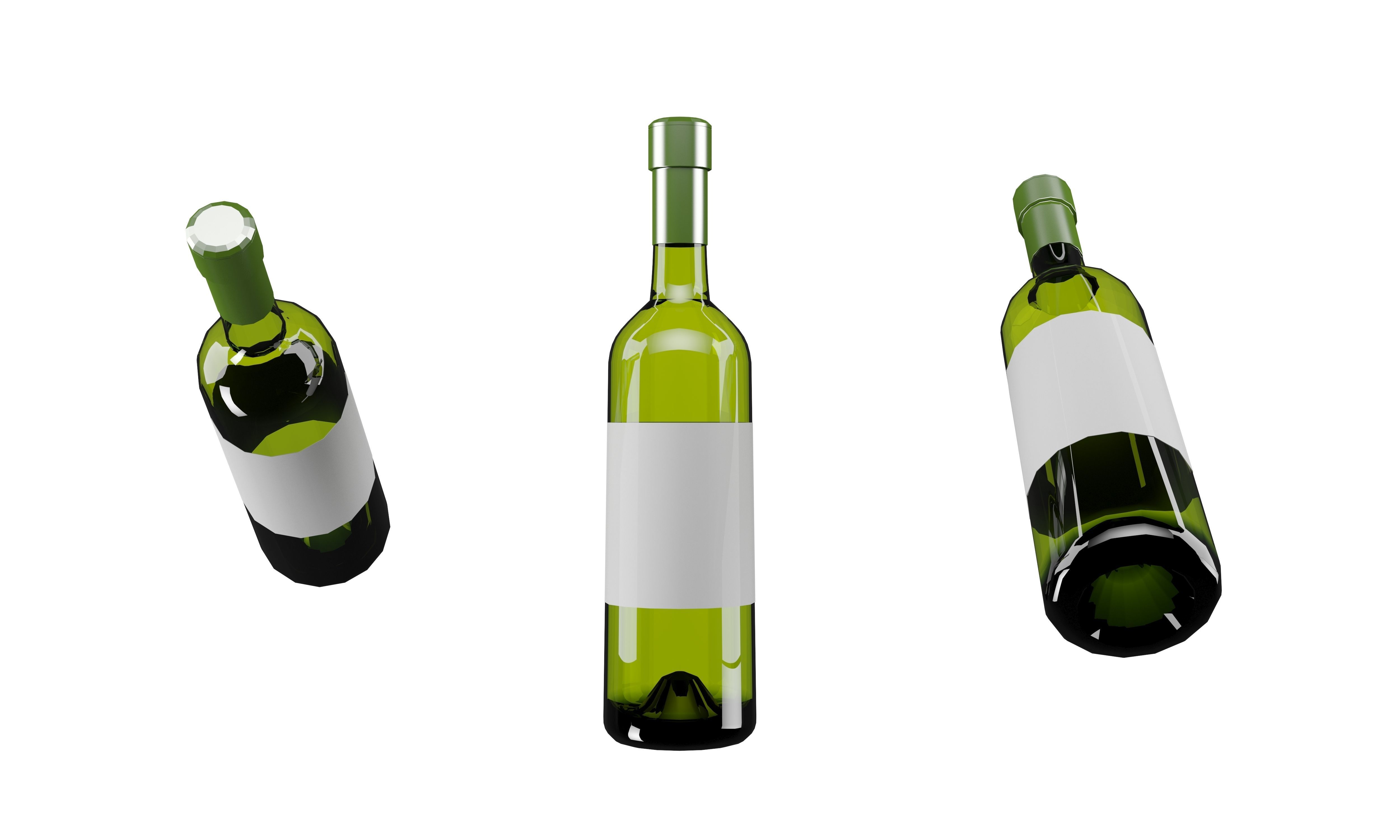 Wine bottles Low-poly 3D model_2