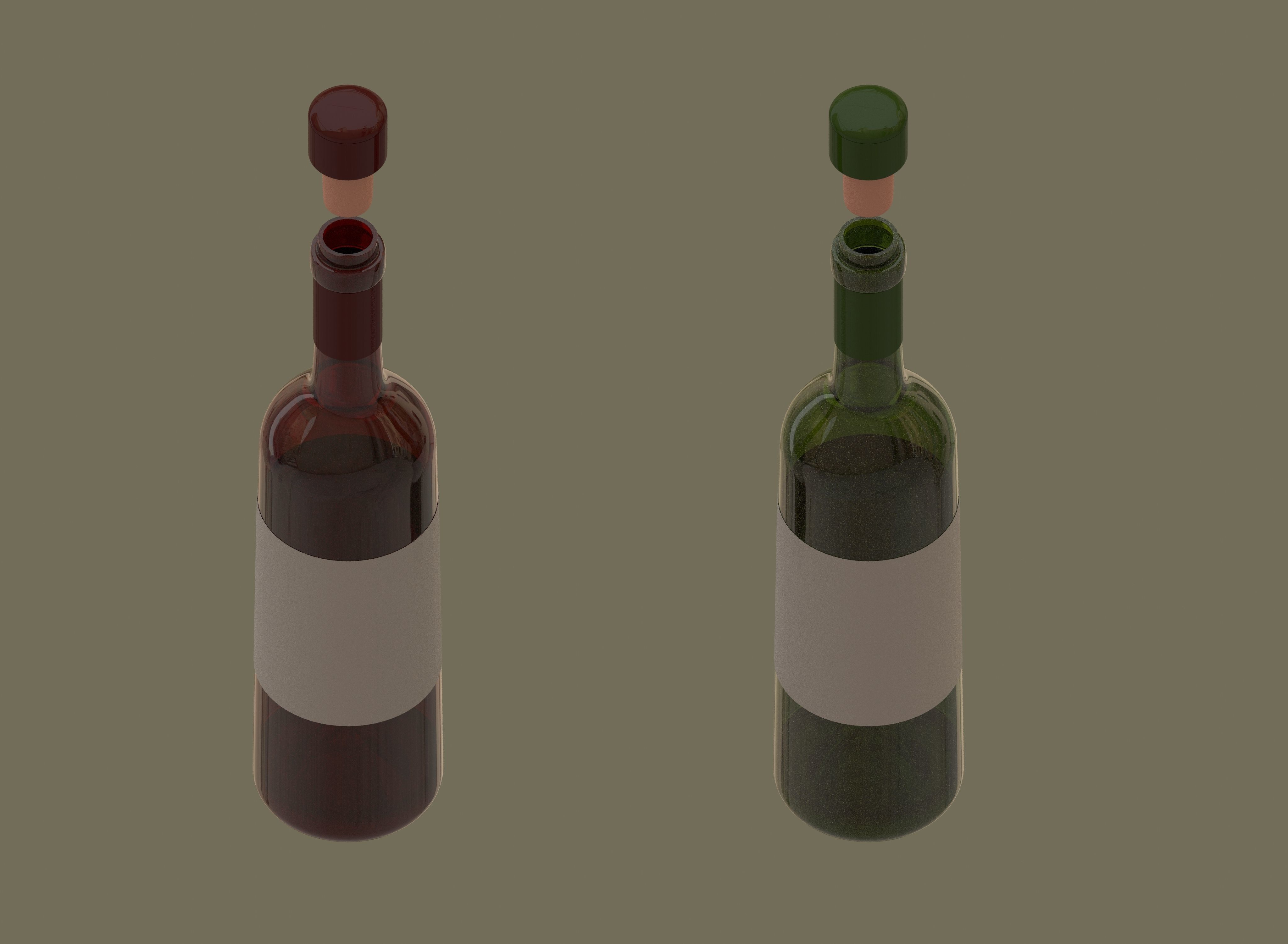 Wine bottles Low-poly 3D model_6
