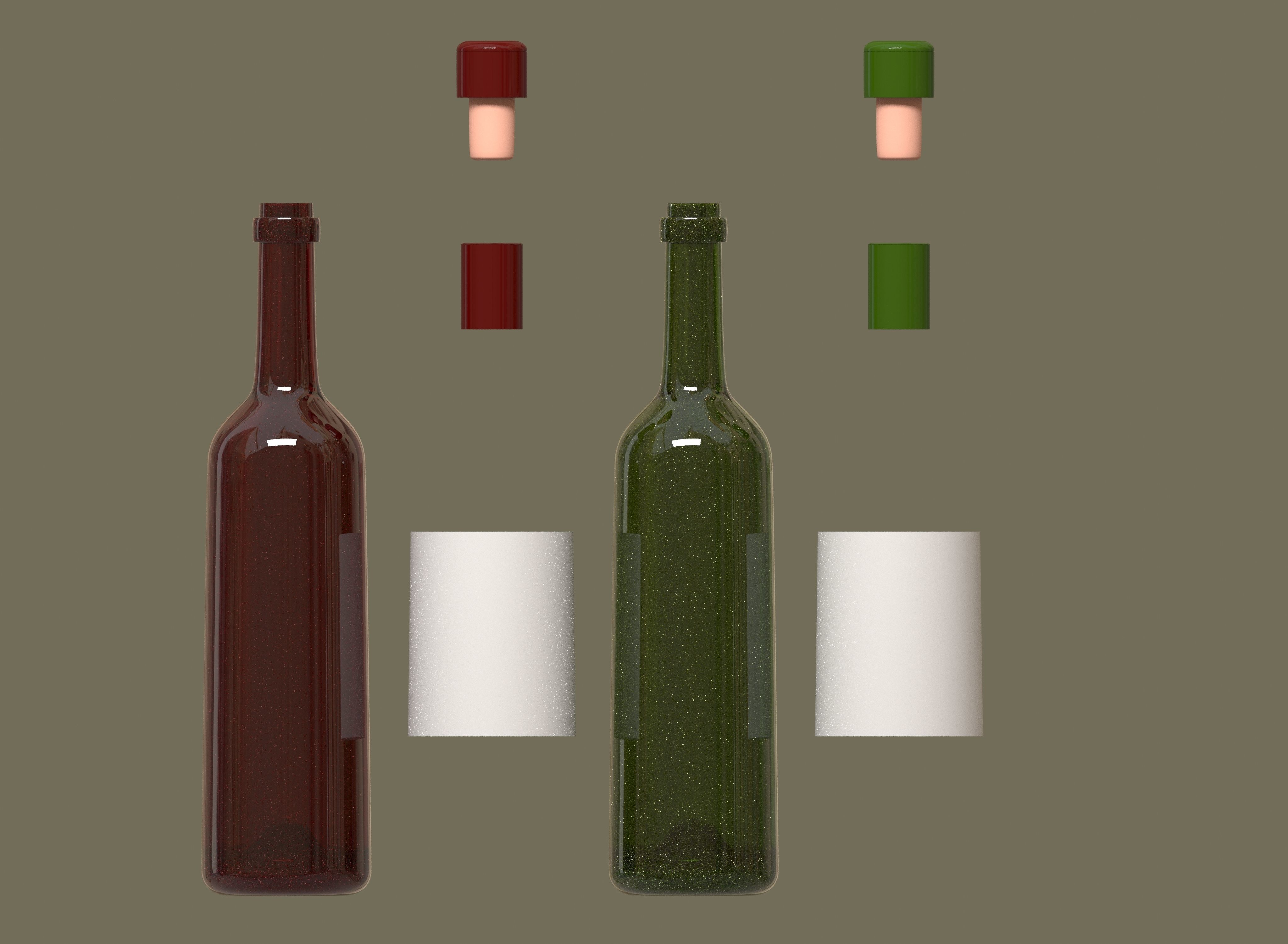 Wine bottles Low-poly 3D model_5