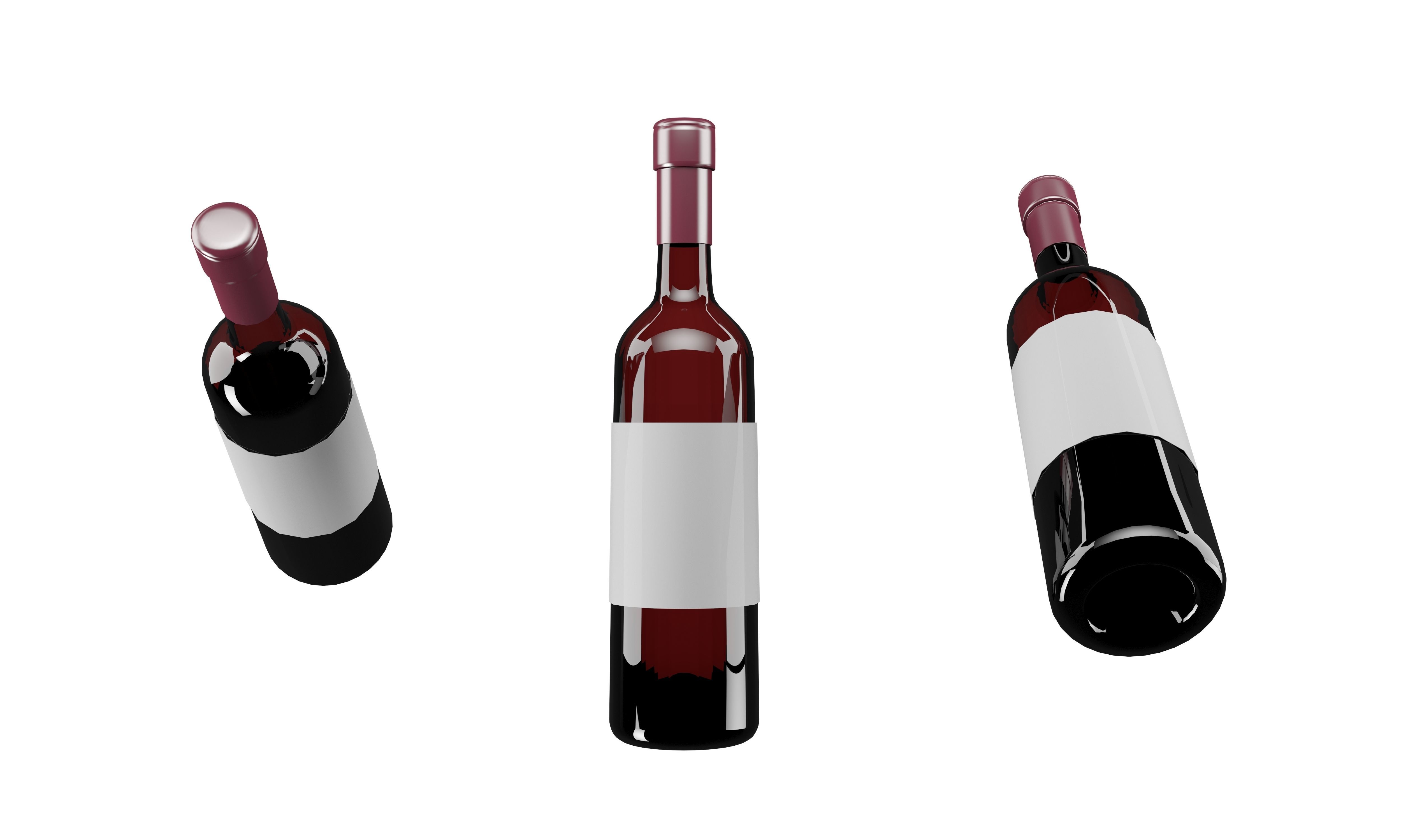 Wine bottles Low-poly 3D model_1