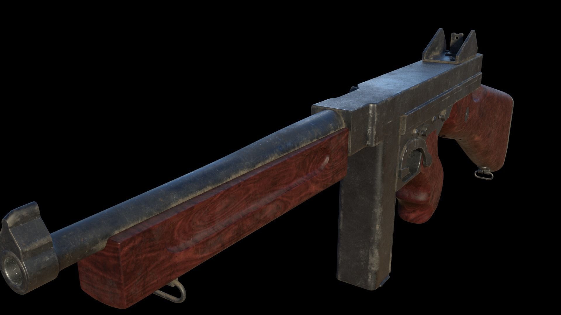 Submachine Gun Thompson M1928A1 3D model_4