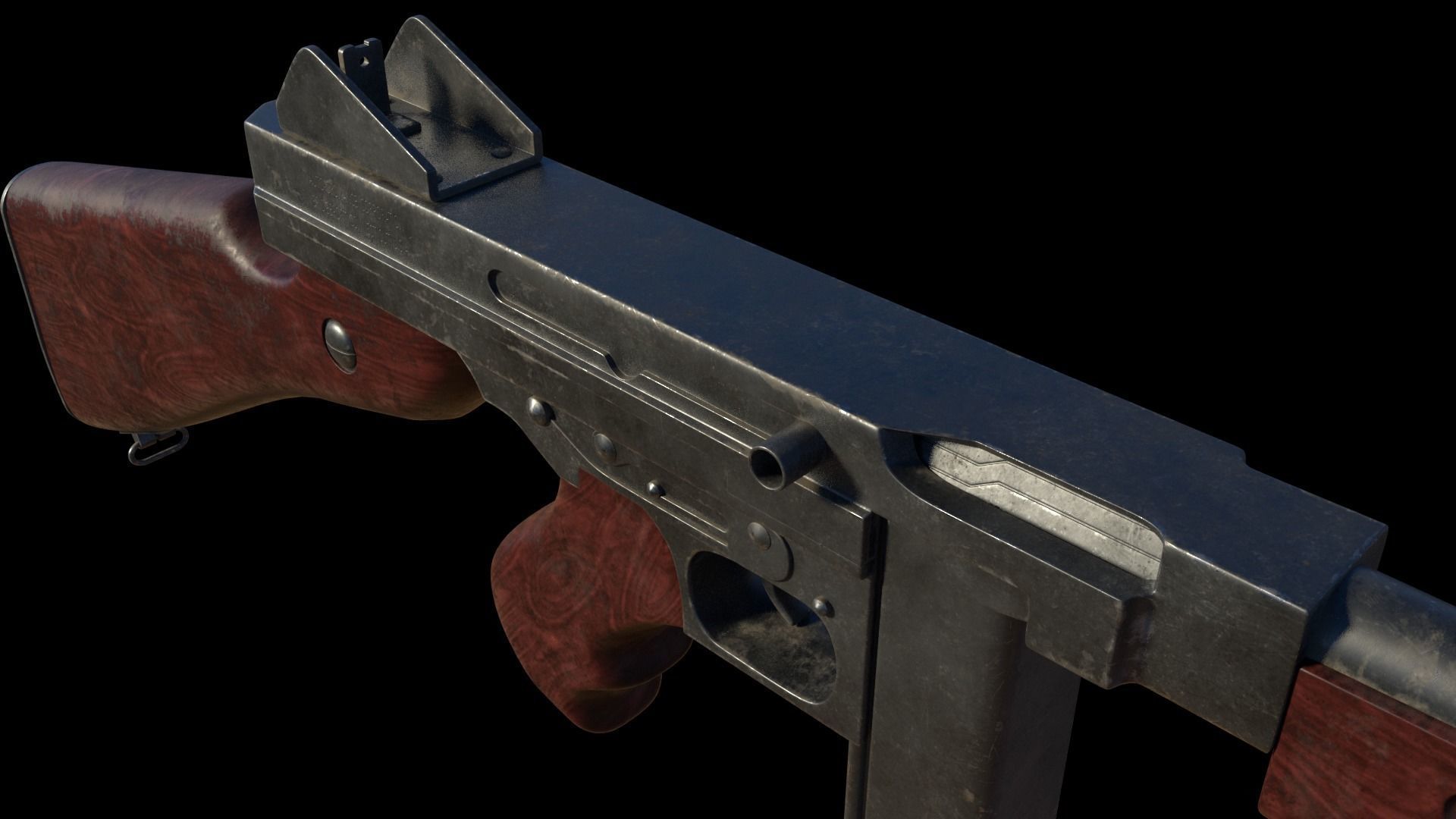Submachine Gun Thompson M1928A1 3D model_5