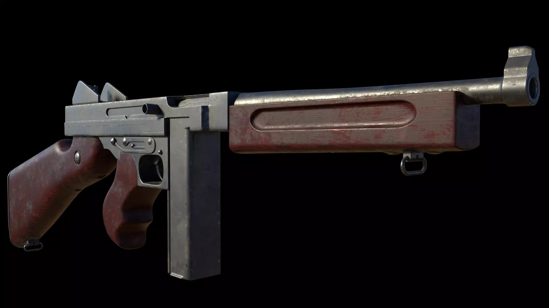 Submachine Gun Thompson M1928A1 3D model_0