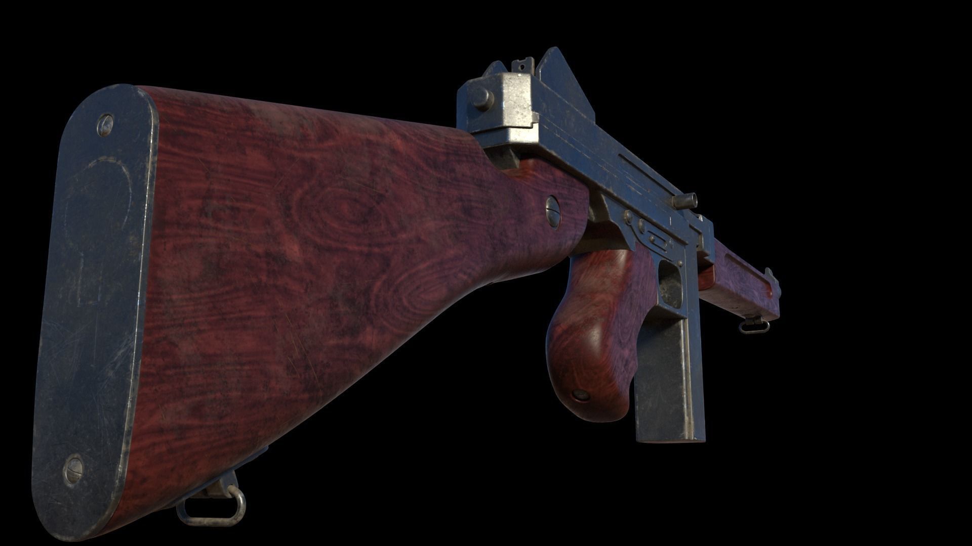 Submachine Gun Thompson M1928A1 3D model_2