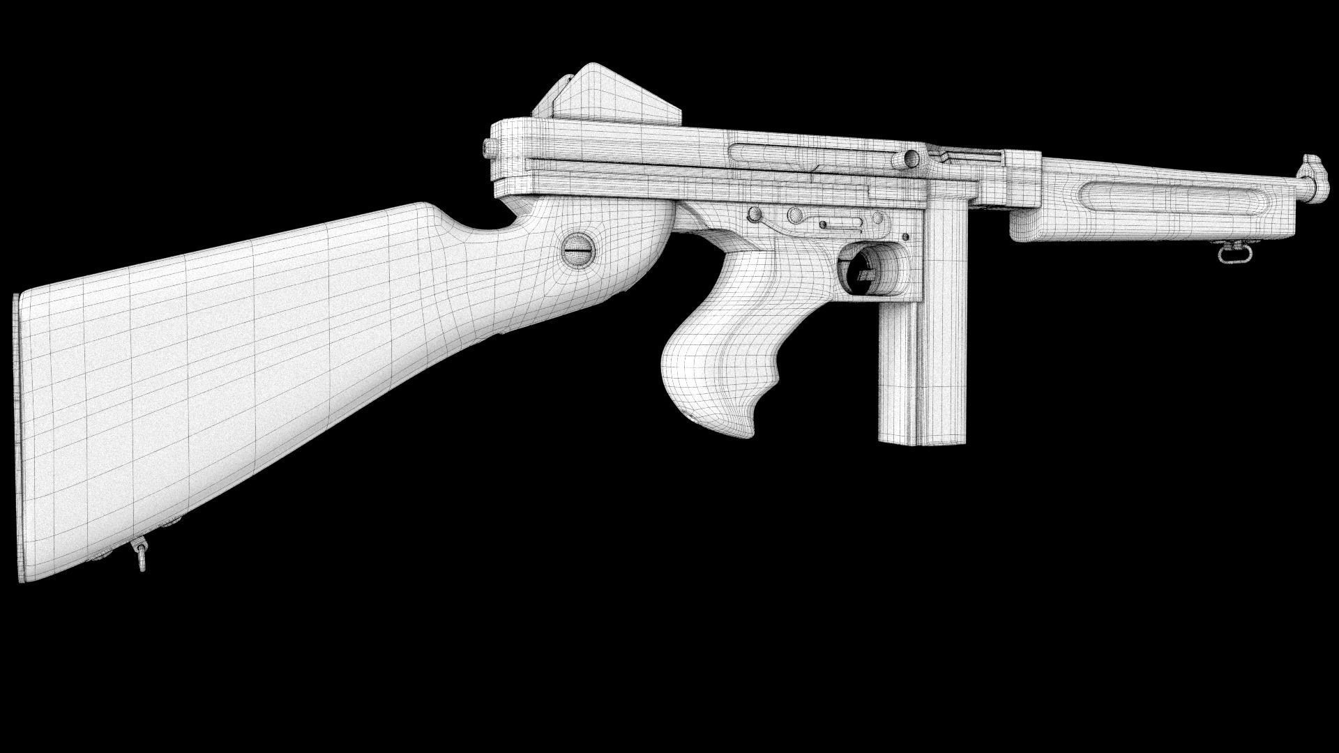 Submachine Gun Thompson M1928A1 3D model_12