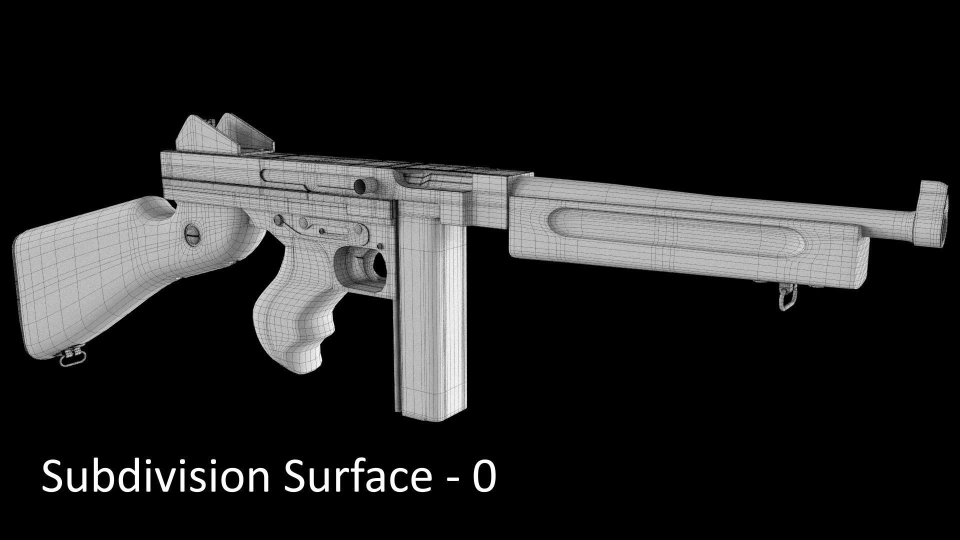 Submachine Gun Thompson M1928A1 3D model_13