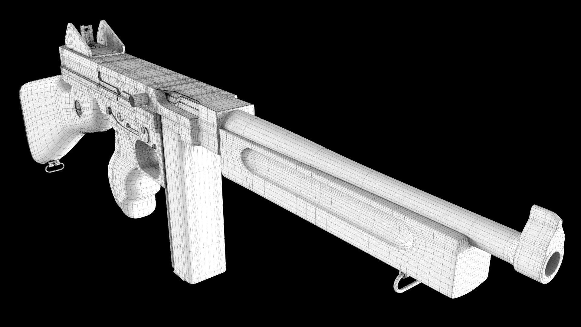 Submachine Gun Thompson M1928A1 3D model_8