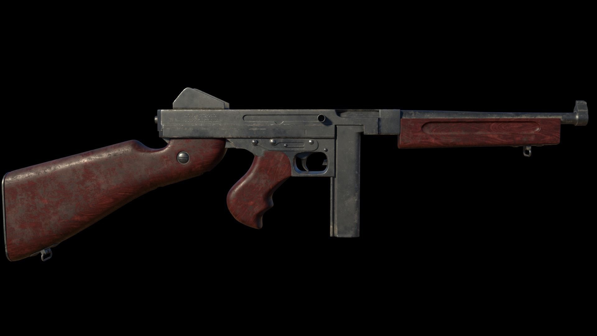 Submachine Gun Thompson M1928A1 3D model_1