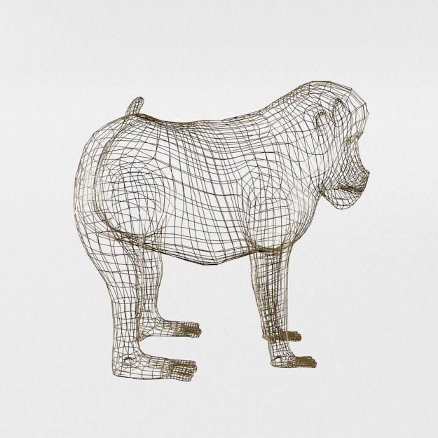 Mandrill rhinoceros Low-poly 3D model_7