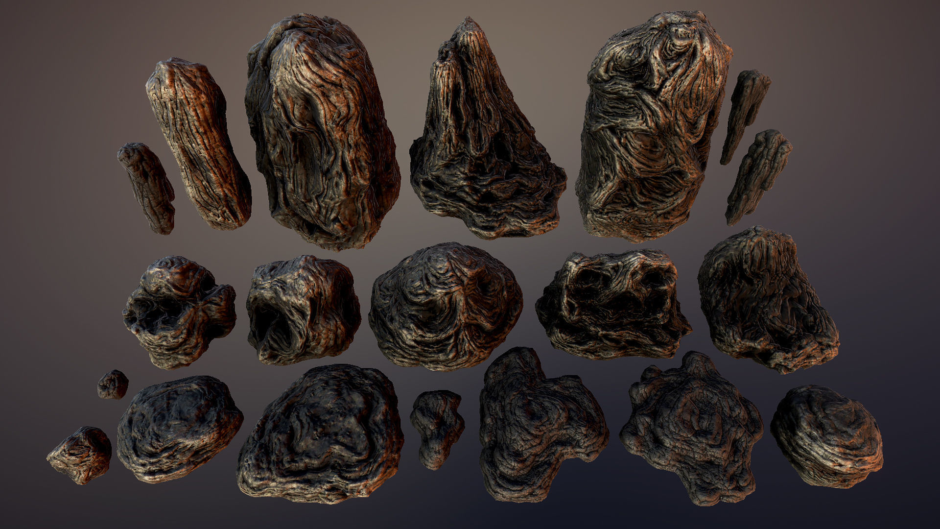 Lava rocks Low-poly 3D model_5
