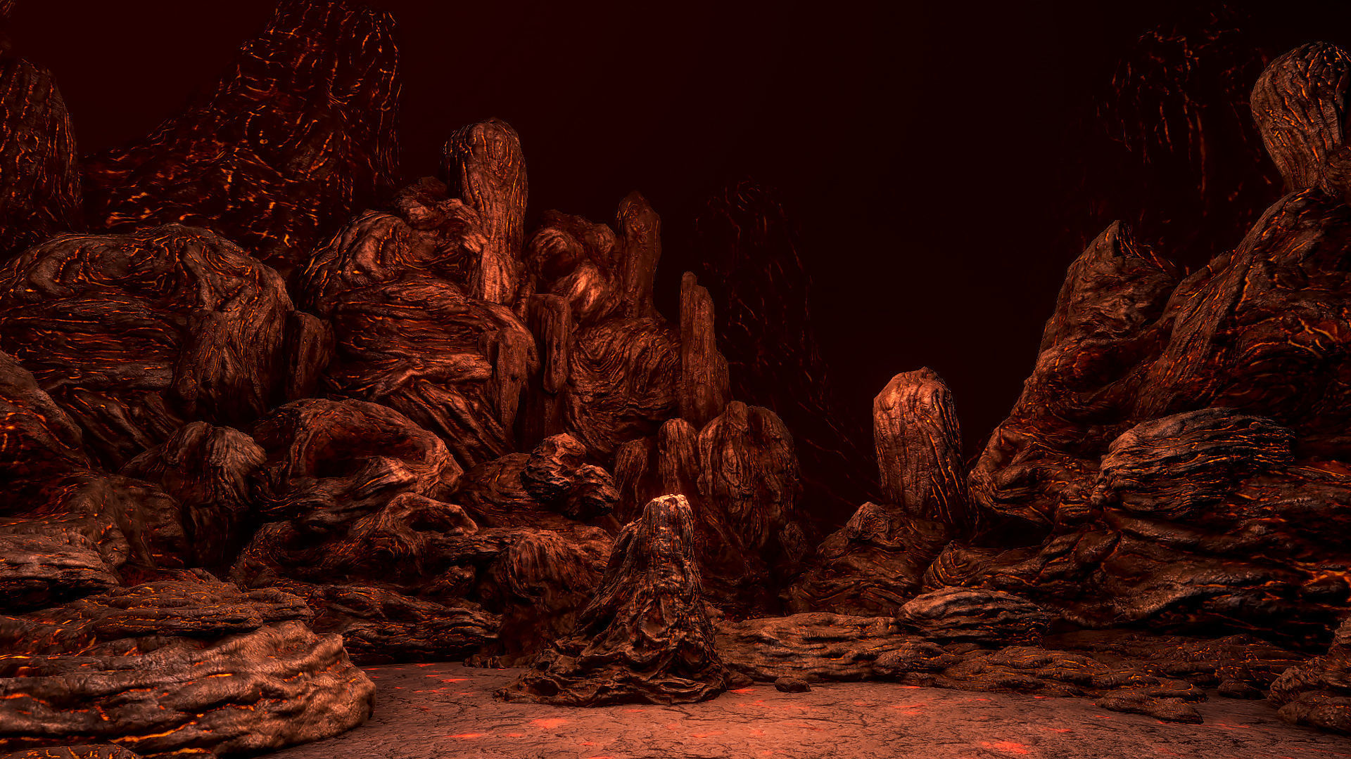 Lava rocks Low-poly 3D model_1