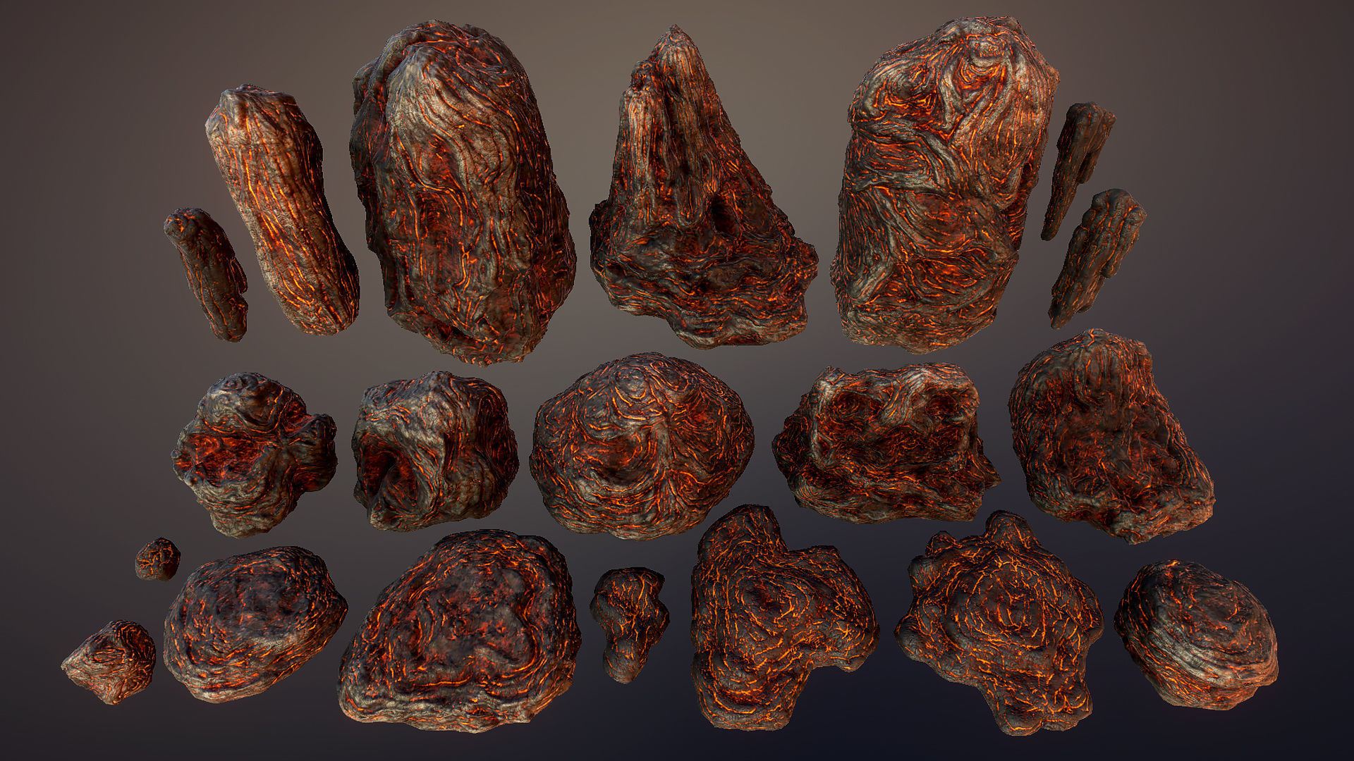 Lava rocks Low-poly 3D model_4