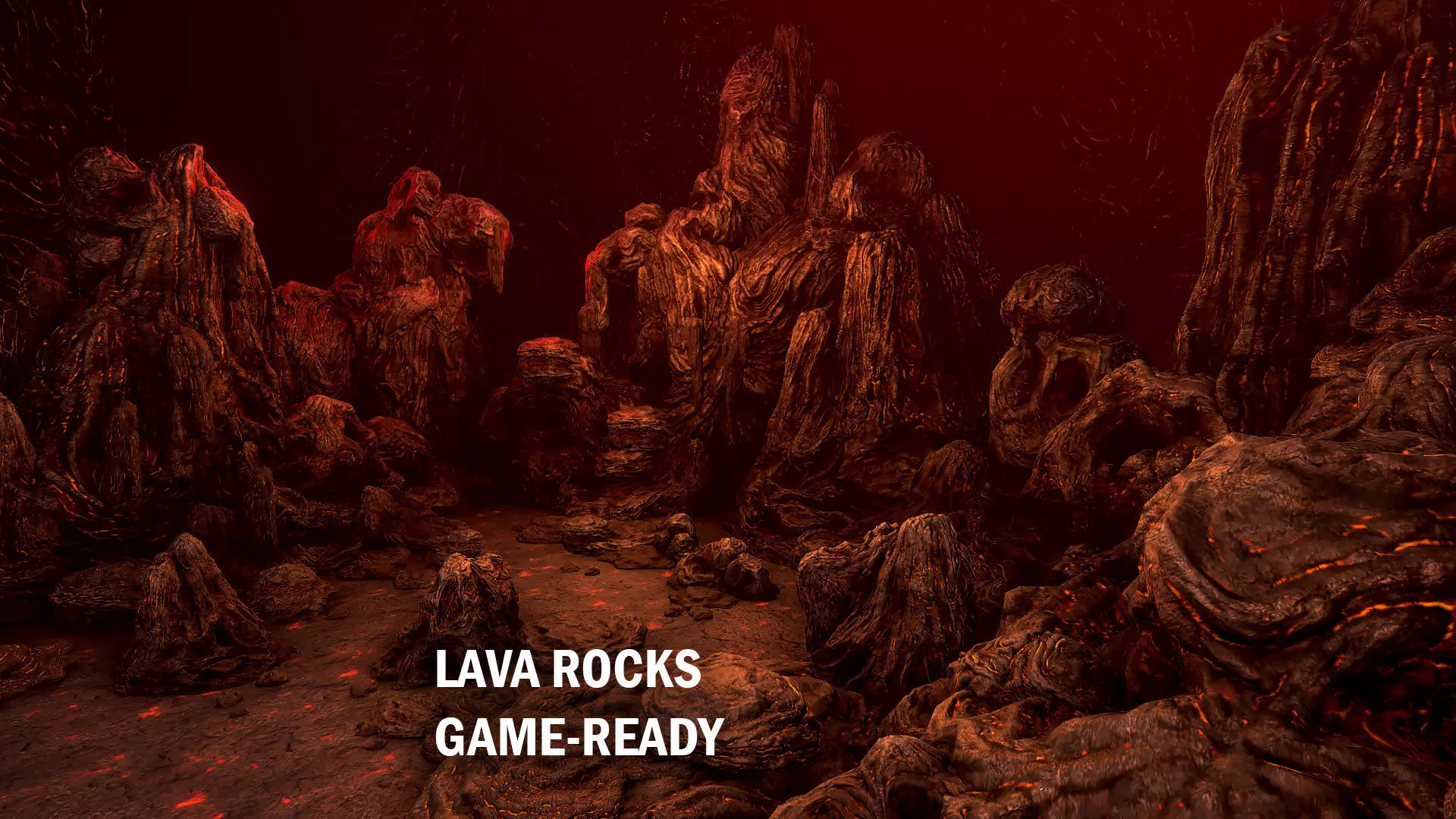 Lava rocks Low-poly 3D model_0